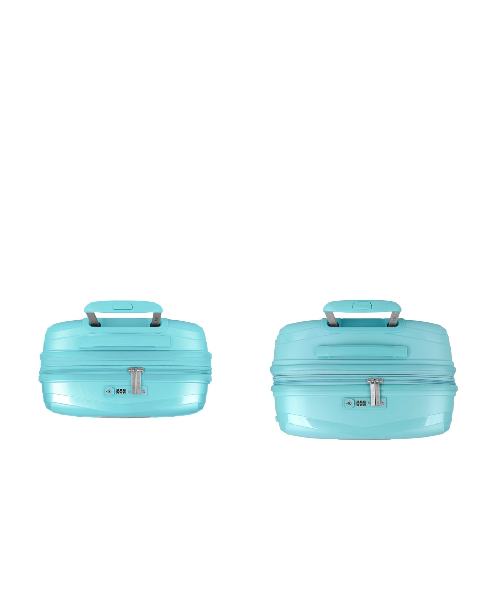Conjunto de Malas (cabine e Média) Expandíveis Queens Rígidas com Capacidade Até 114,6 L Verde Água-4