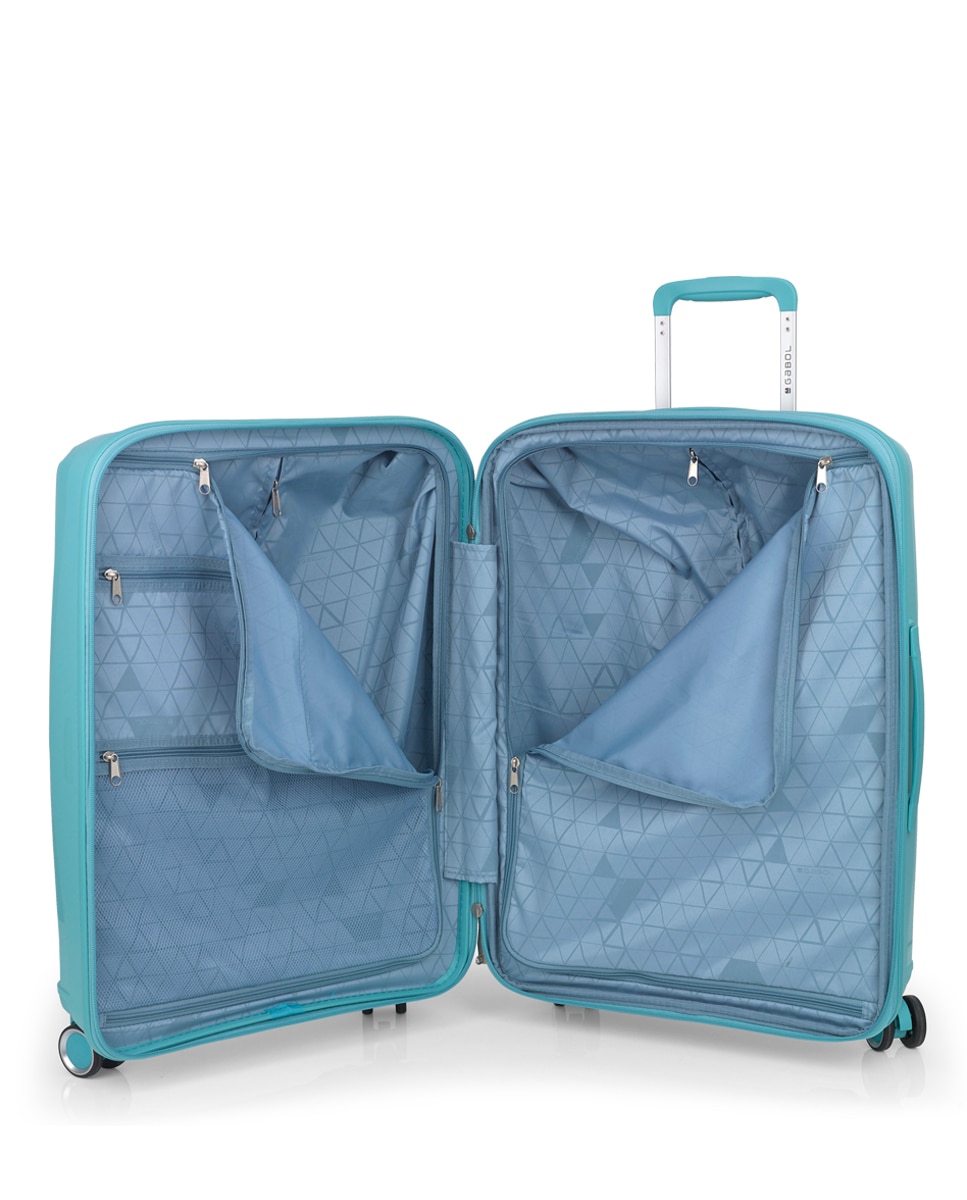 Conjunto de Malas (cabine e Média) Expandíveis Queens Rígidas com Capacidade Até 114,6 L Verde Água-5