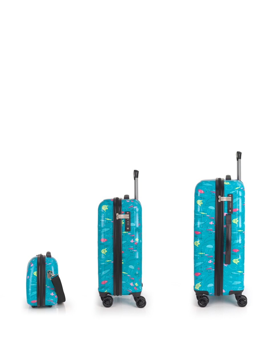 Conjunto de Malas de (cabine, Média e Necessaire) Acqua Rígidas com Capacidade de 117 L Turquesa-2