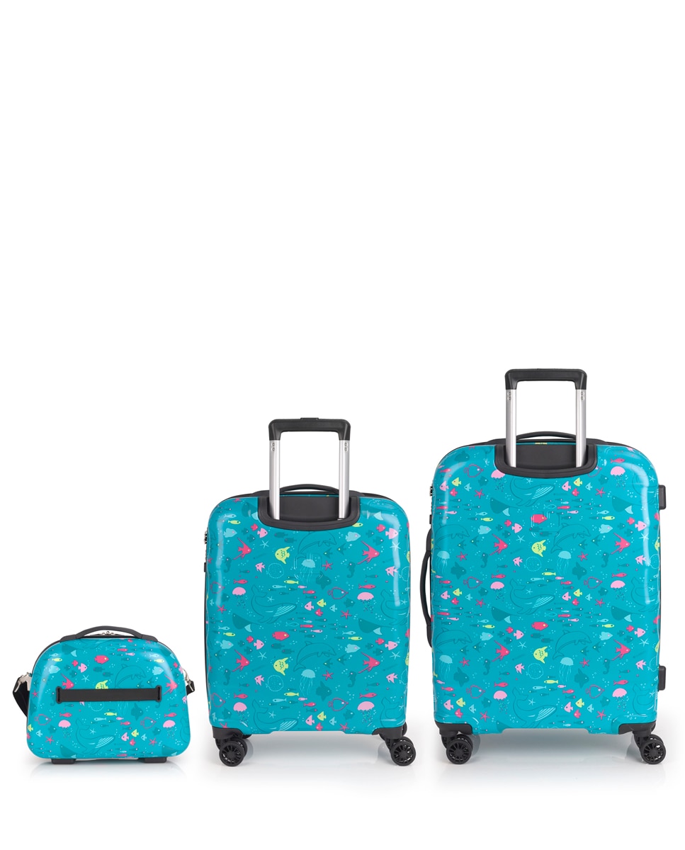 Conjunto de Malas de (cabine, Média e Necessaire) Acqua Rígidas com Capacidade de 117 L Turquesa-3