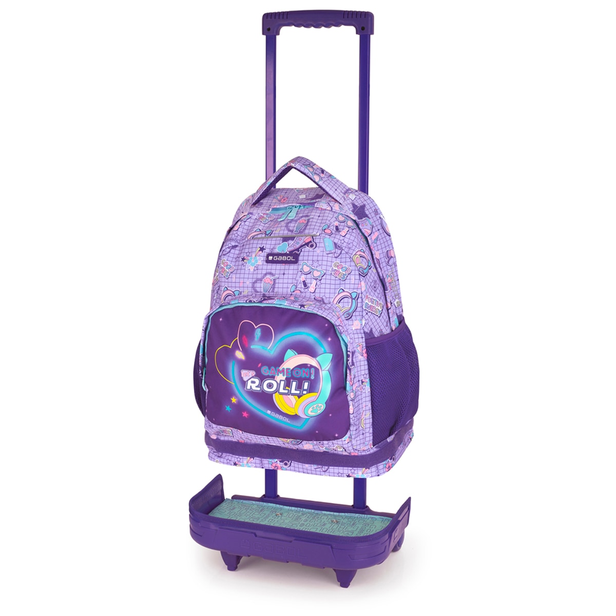 Mochila com Rodas Desmontável Gabol Funny de Poliéster Resistente À Água Lilás-2