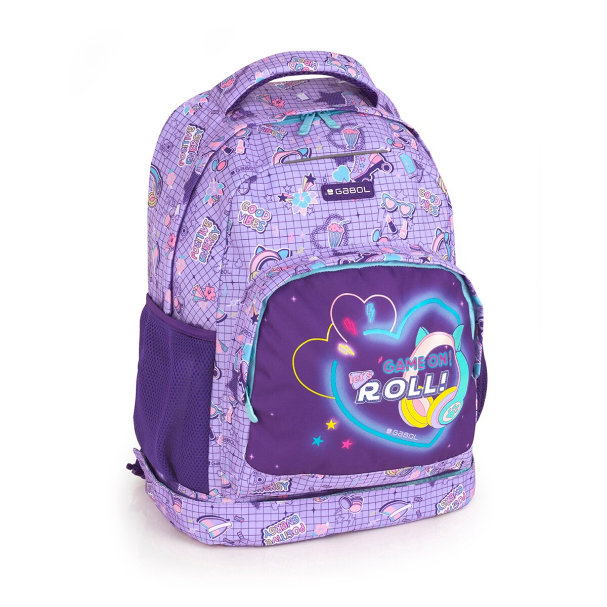 Mochila com Rodas Desmontável Gabol Funny de Poliéster Resistente À Água Lilás-3