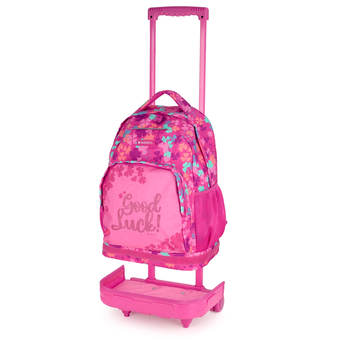 Mochila com Rodas Desmontável Gabol Clover de Poliéster Resistente À Água Rosa-2