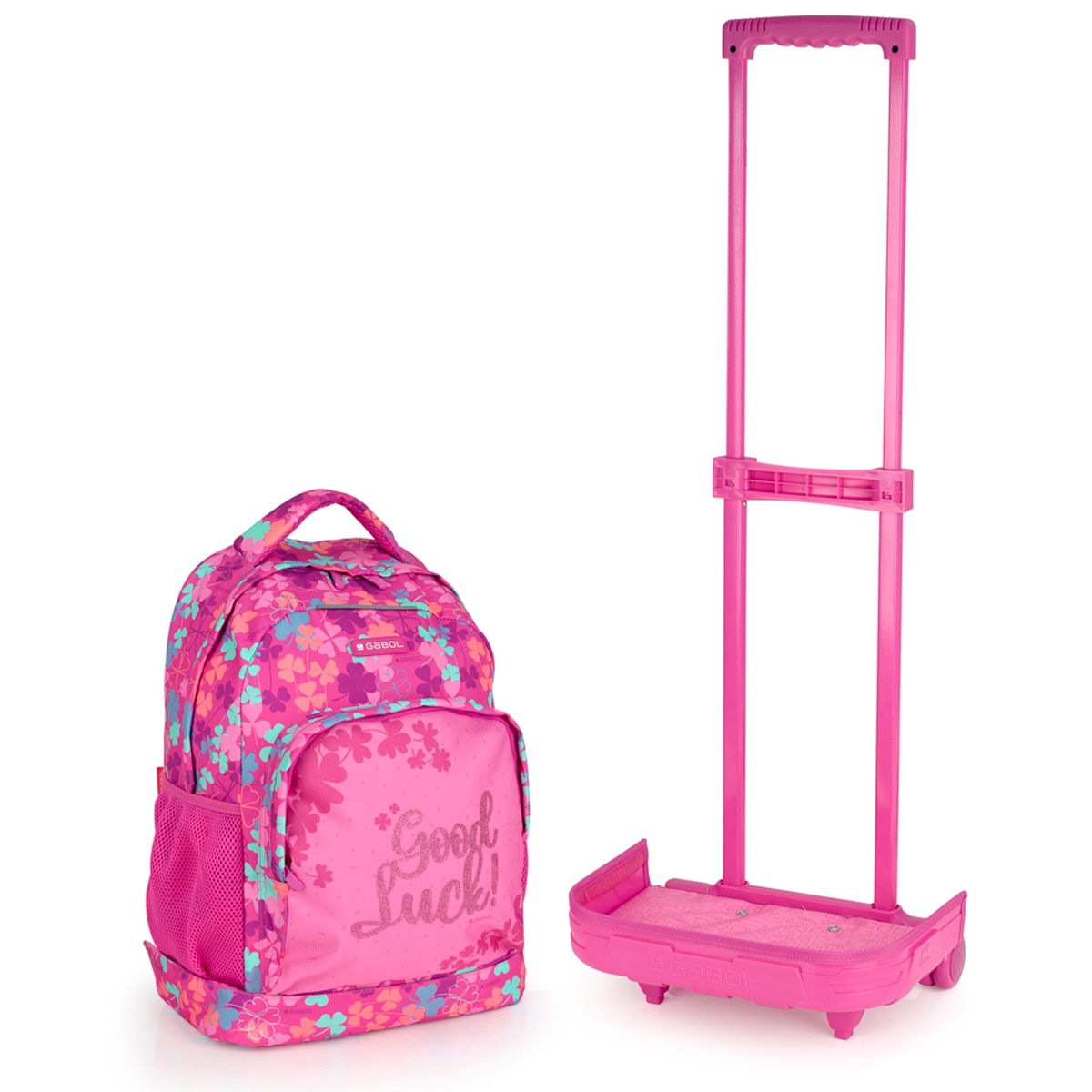 Mochila com Rodas Desmontável Gabol Clover de Poliéster Resistente À Água Rosa-5