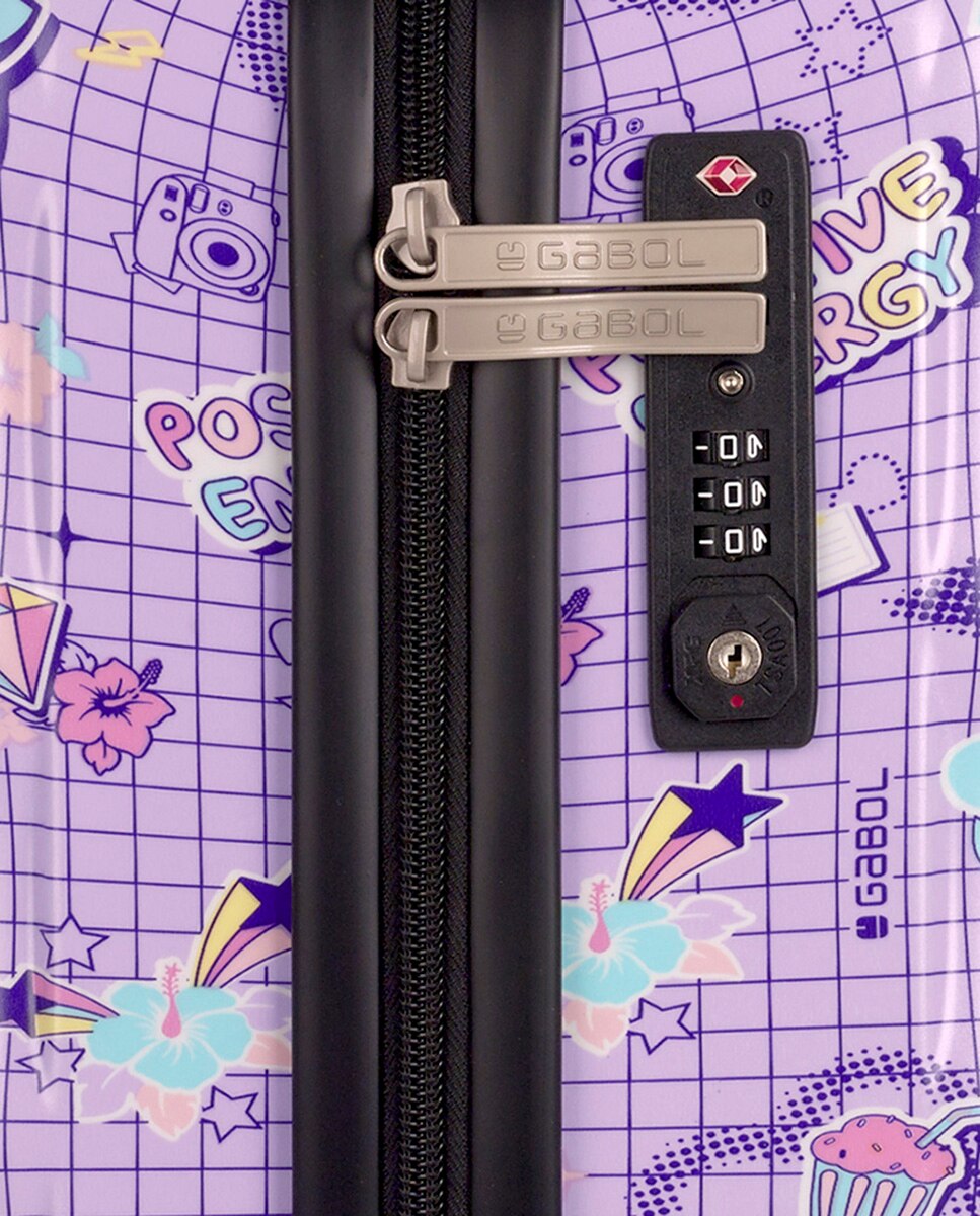 Conjunto de Malas Infantis (cabine e Média) Funny Rígidas com Capacidade de 103 L Lilás-6
