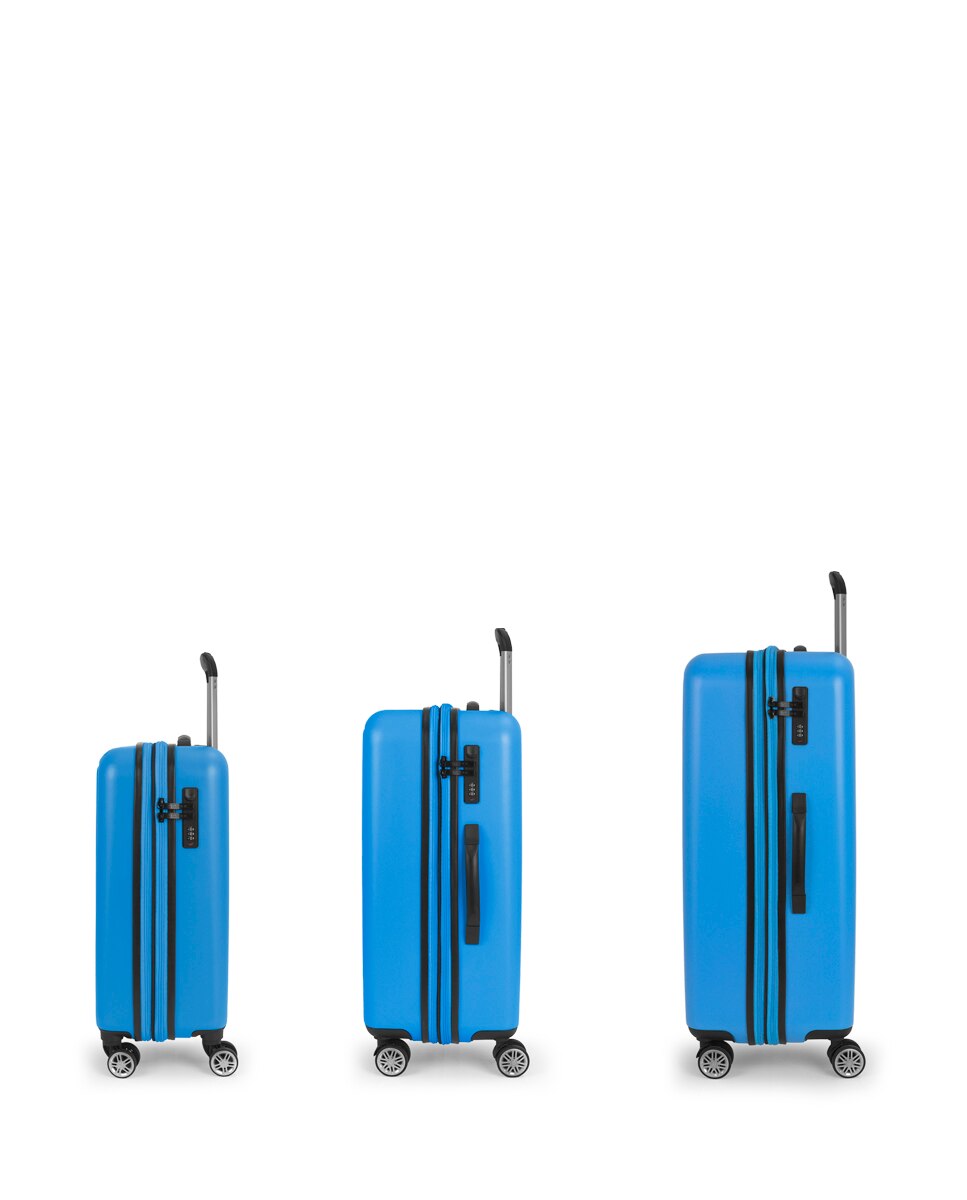 Conjunto de 3 Malas (cabine, Média e Grande) Expansíveis Future Plus com Capacidade de 217l Azul-claro-2