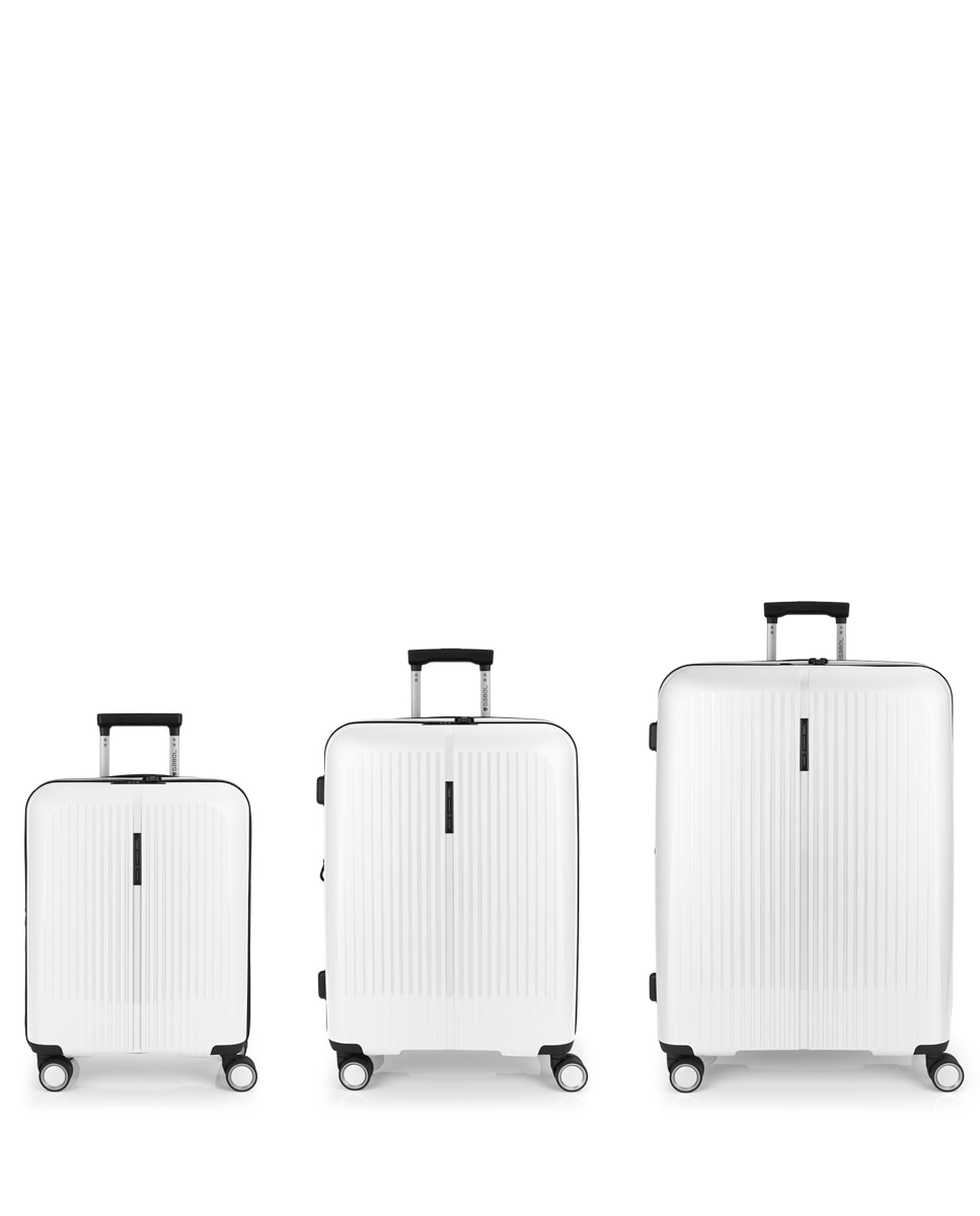 Conjunto de Malas (cabine, Média e Grande) Expansíveis Brooklyn Rígidas com Capacidade Até 221 L Branco-1