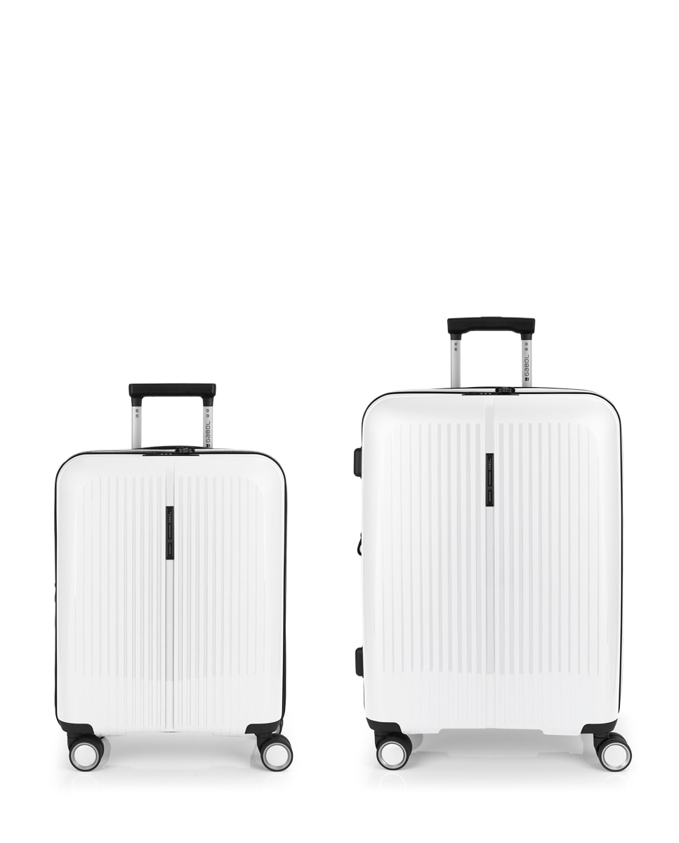 Conjunto de Malas (cabine e Média) Expansíveis Brooklyn Rígidas com Capacidade Até 112,5 L Branco-1