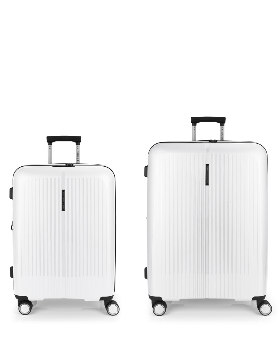 Conjunto de Malas (média e Grande) Expansíveis Brooklyn Rígidas com Capacidade Até 179 L Branco-1