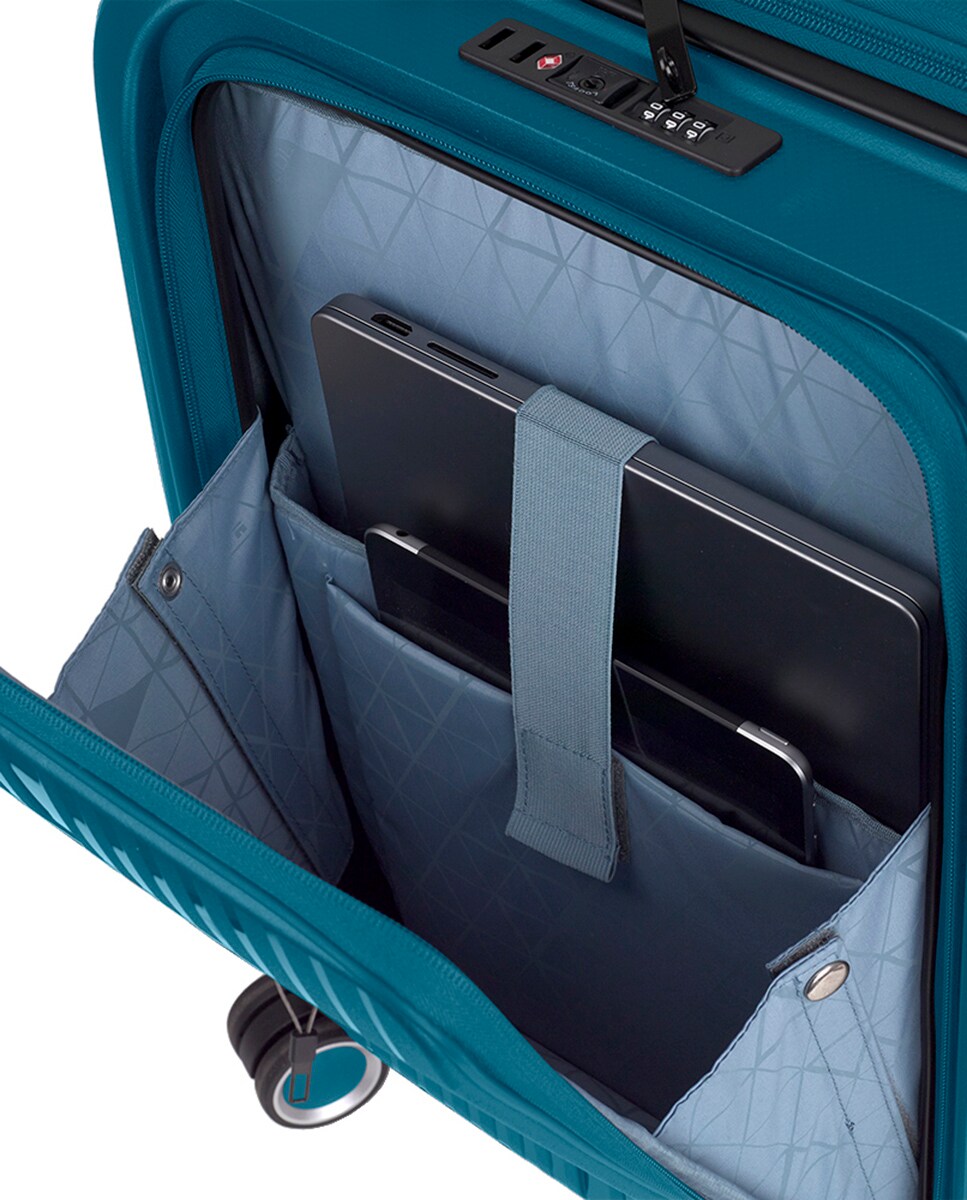 Mala de Cabine com Bolso para Portátil Expansível Brooklyn Rígida com Capacidade Até 41,7 L Turquesa-6