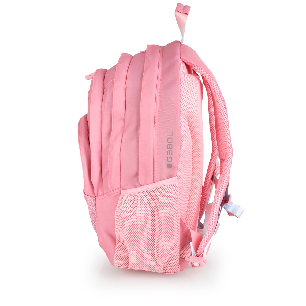 Mochila Três Compartimentos Gabol Glam de Poliéster e Purpurina Rosa-2