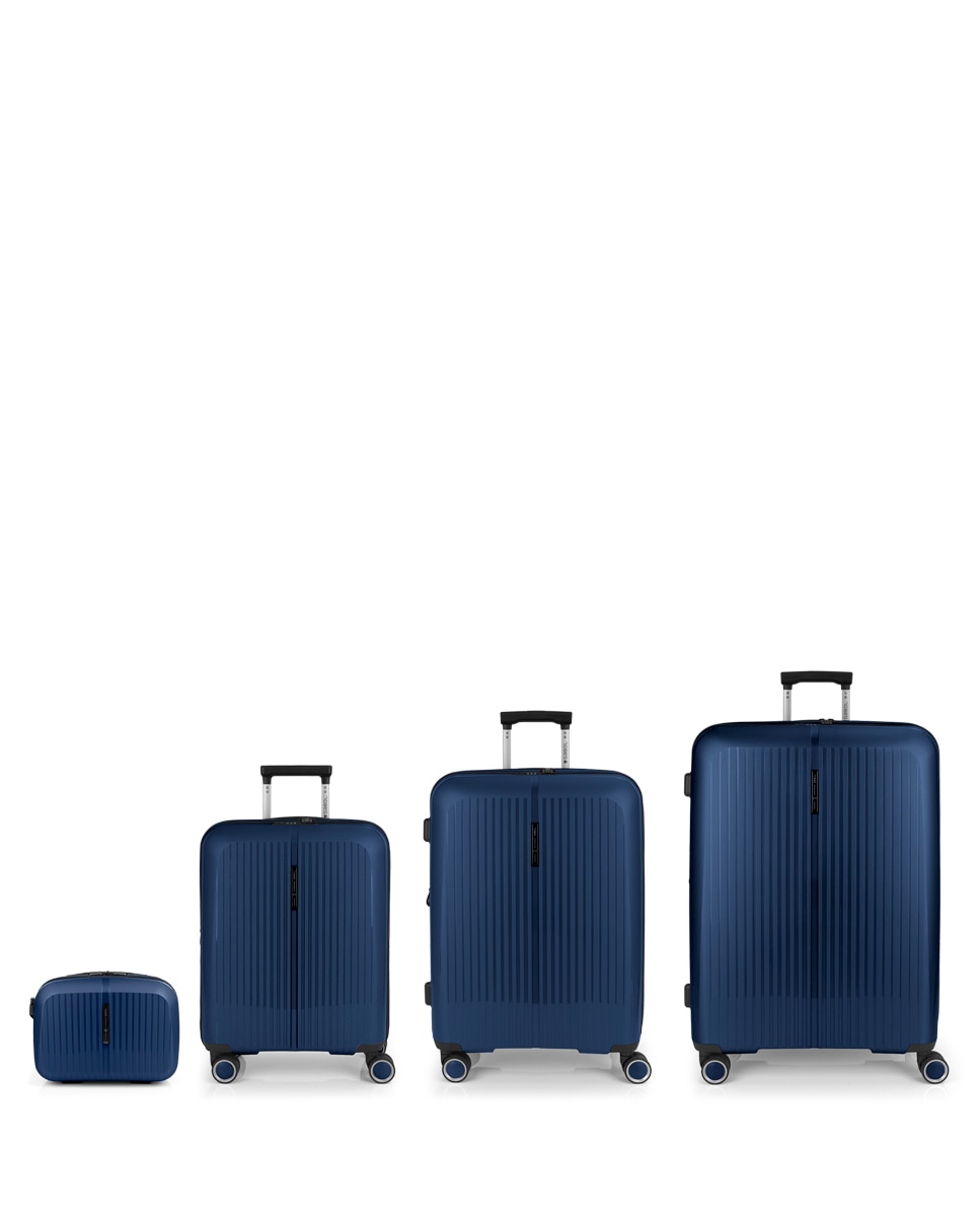 Conjunto de 3 Malas (cabine, Média e Grande) Expansíveis e Necessaire Brooklyn Rígidas com Capacidade de 235 L Azul-1