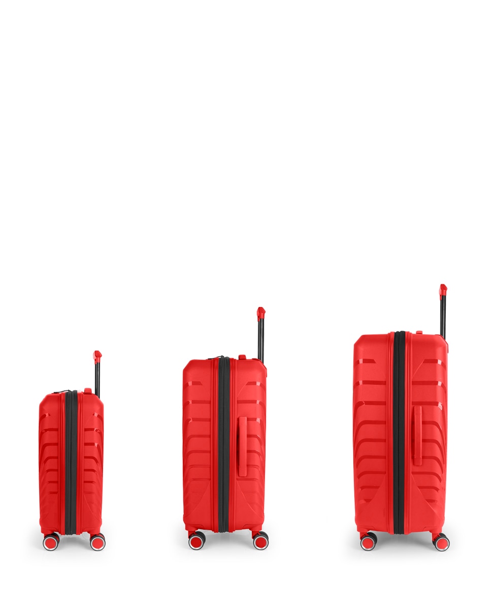 Conjunto de 3 Malas Expansíveis (cabine, Média e Grande) Soho com Capacidade de 241l Vermelho-2