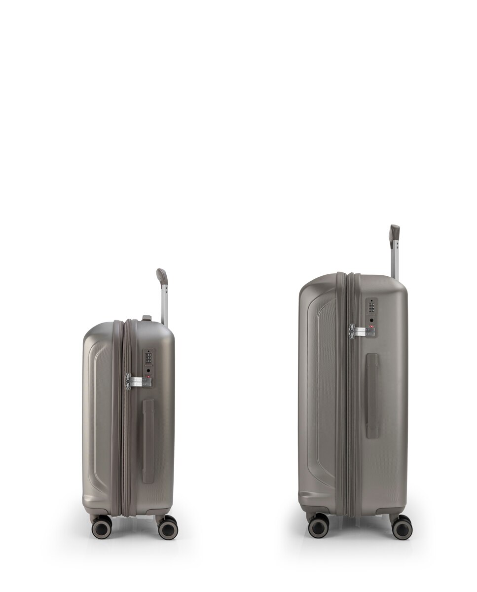 Conjunto de 2 Malas Expansíveis (cabine e Média) Kai com Capacidade Até 112 L Champanhe-2
