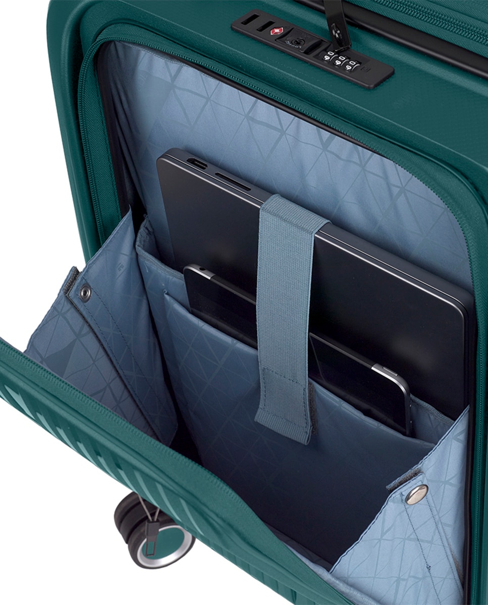 Mala de Cabine com Bolso para Portátil Expansível Brooklyn Rígida com Capacidade Até 42,5 L Verde-escuro-6
