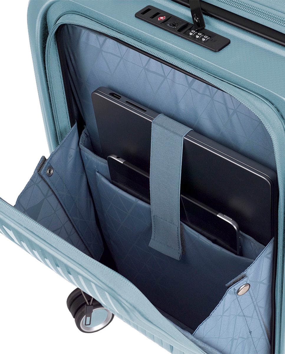 Mala de Cabine com Bolso para Portátil Expansível Brooklyn Rígida com Capacidade Até 42,5 L Azul-claro-6