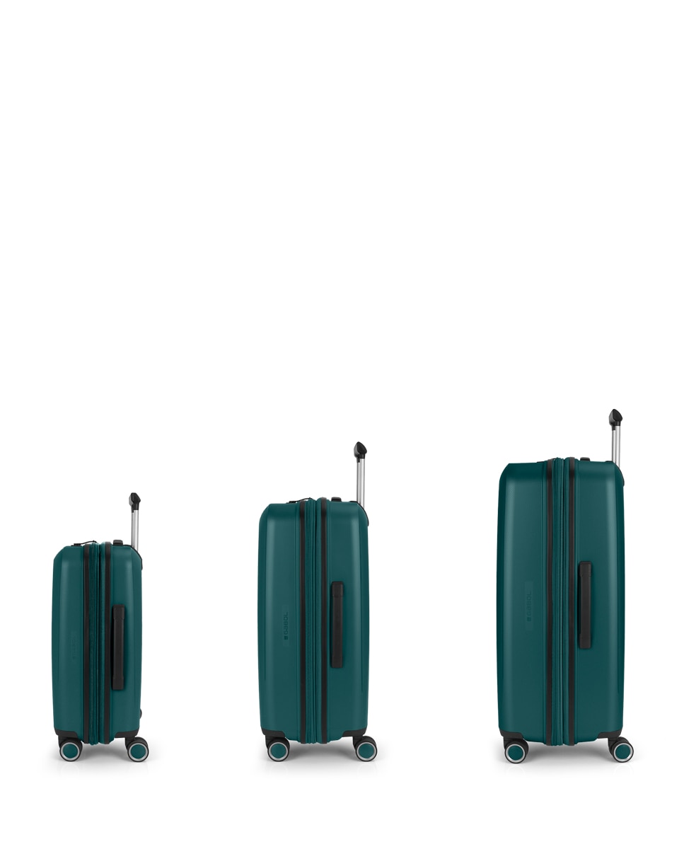 Conjunto de Malas (cabine, Média e Grande) Expansíveis Brooklyn Rígidas com Capacidade Até 221 L Verde-escuro-2