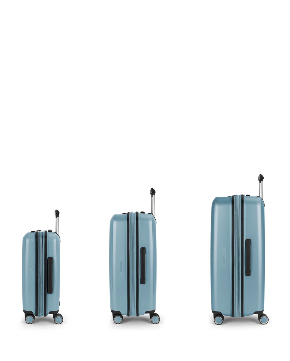 Conjunto de Malas (cabine, Média e Grande) Expansíveis Brooklyn Rígidas com Capacidade Até 221 L Azul-claro-2