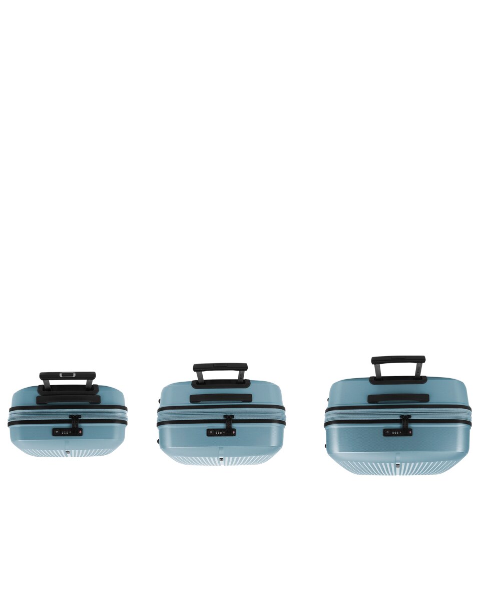 Conjunto de Malas (cabine, Média e Grande) Expansíveis Brooklyn Rígidas com Capacidade Até 221 L Azul-claro-4