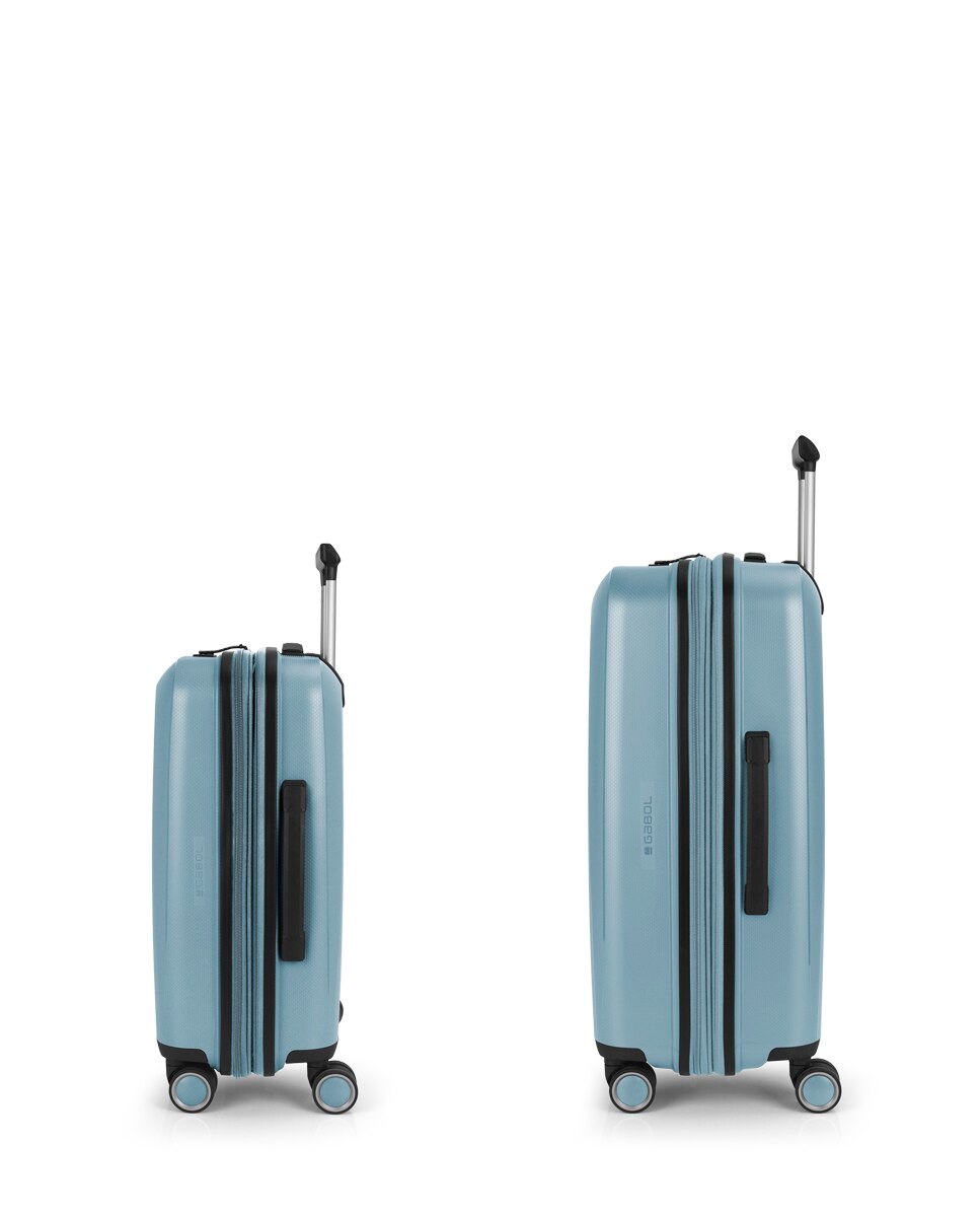 Conjunto de Malas (cabine e Média) Expansíveis Brooklyn Rígidas com Capacidade Até 112,5 L Azul-claro-2