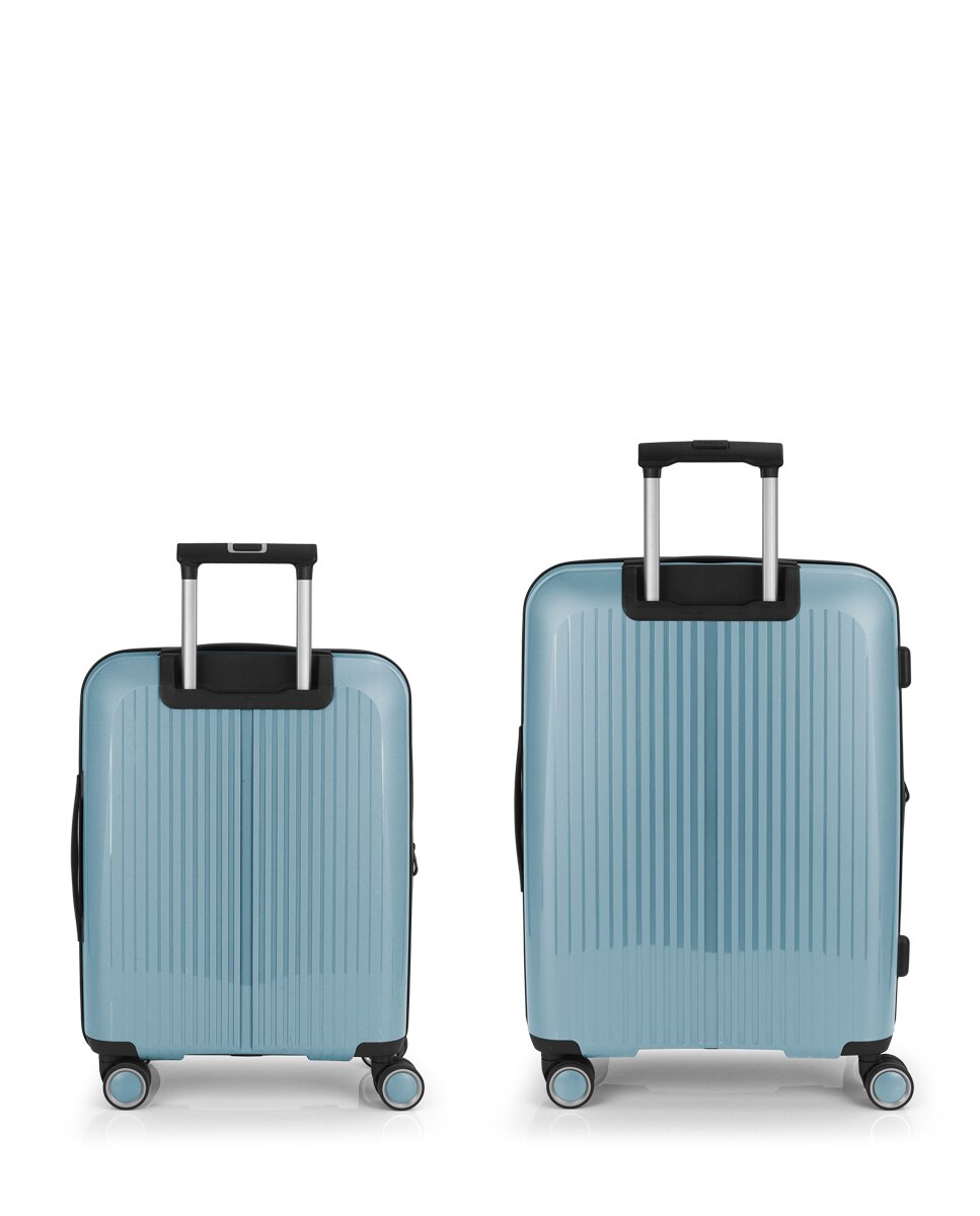 Conjunto de Malas (cabine e Média) Expansíveis Brooklyn Rígidas com Capacidade Até 112,5 L Azul-claro-3