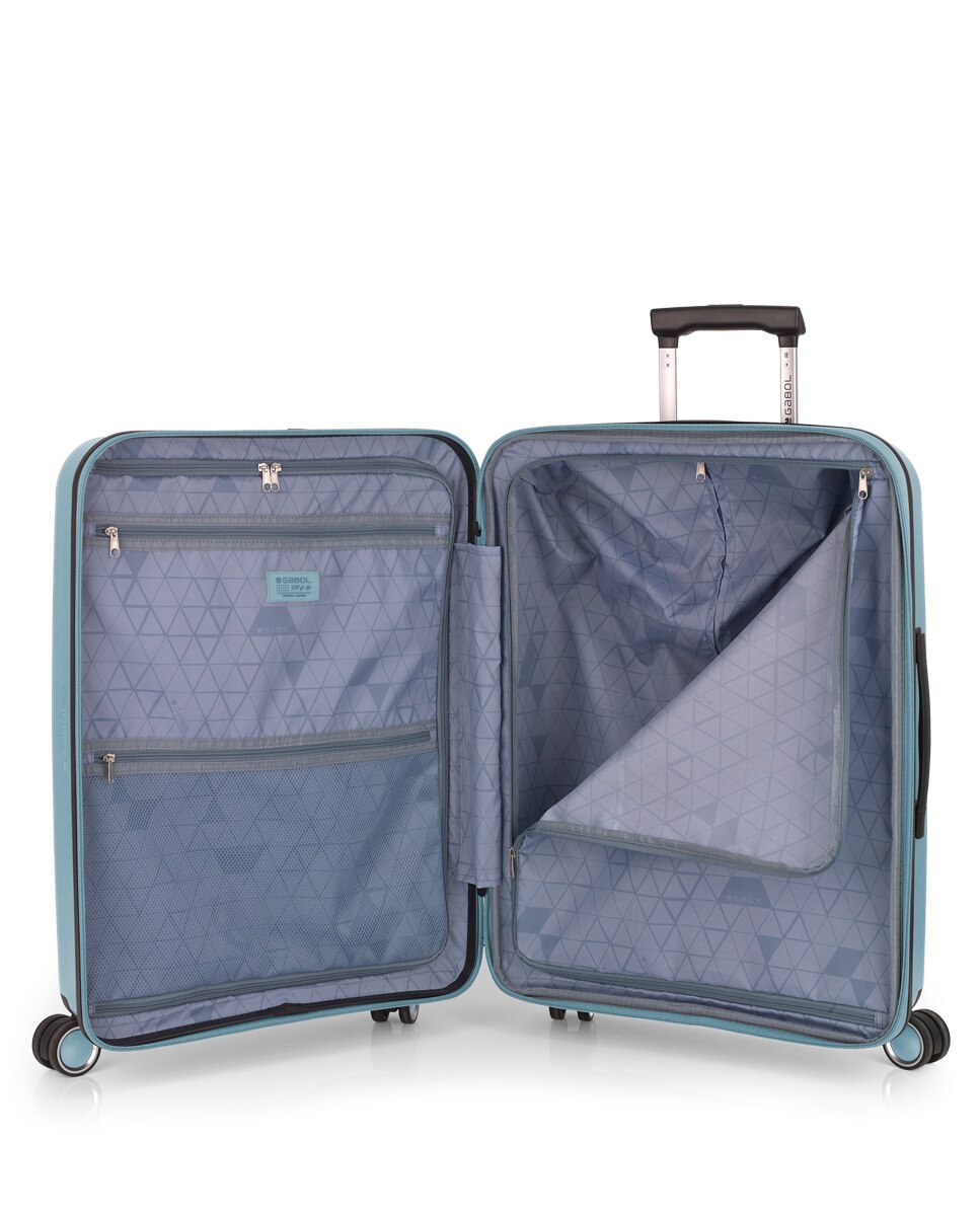 Conjunto de Malas (cabine e Média) Expansíveis Brooklyn Rígidas com Capacidade Até 112,5 L Azul-claro-5