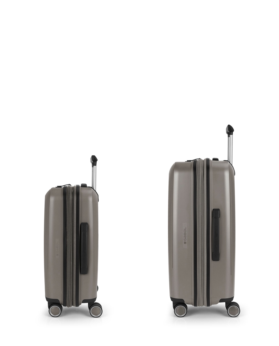 Conjunto de Malas (cabine e Média) Expansíveis Brooklyn Rígidas com Capacidade Até 112,5 L Champanhe-2