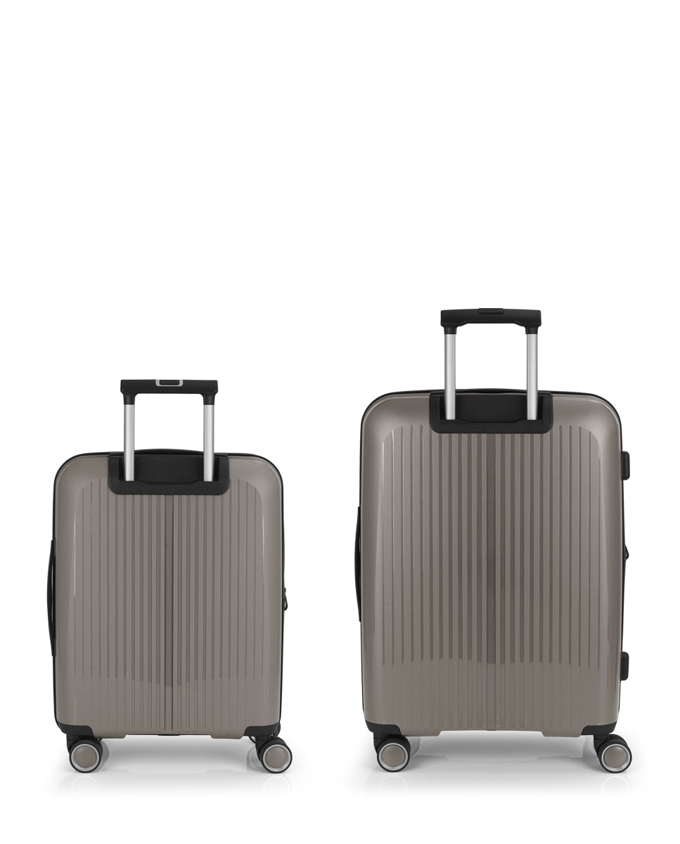 Conjunto de Malas (cabine e Média) Expansíveis Brooklyn Rígidas com Capacidade Até 112,5 L Champanhe-3