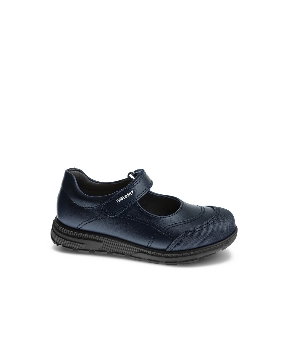 Sapatos de presilha castanhos com fecho aderente Pablosky Azul-1