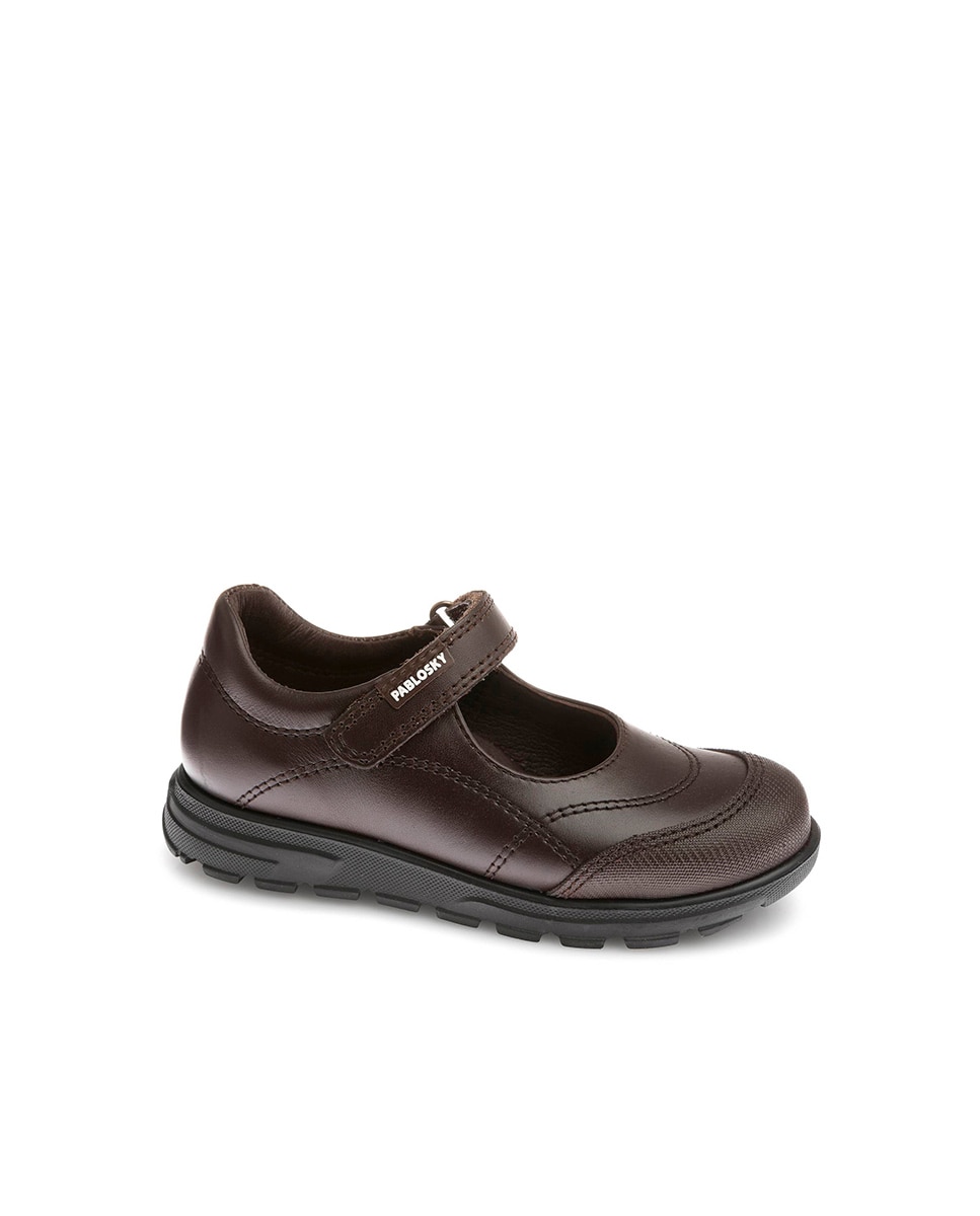 Sapatos de presilha castanhos com fecho aderente Castanho-1