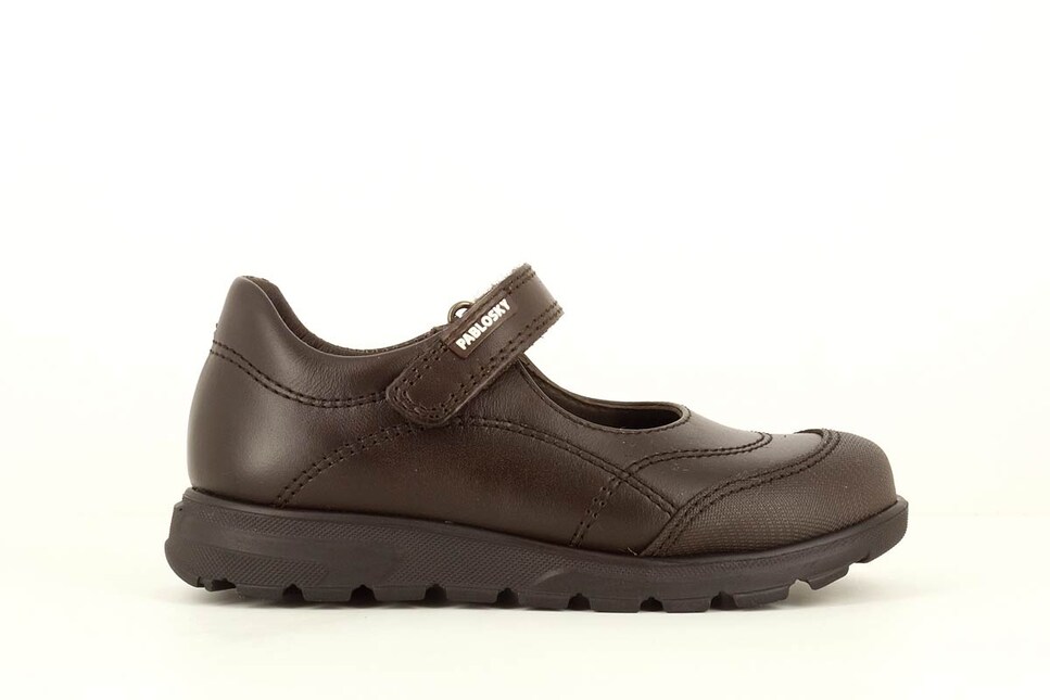 Sapatos de presilha castanhos com fecho aderente Castanho-2