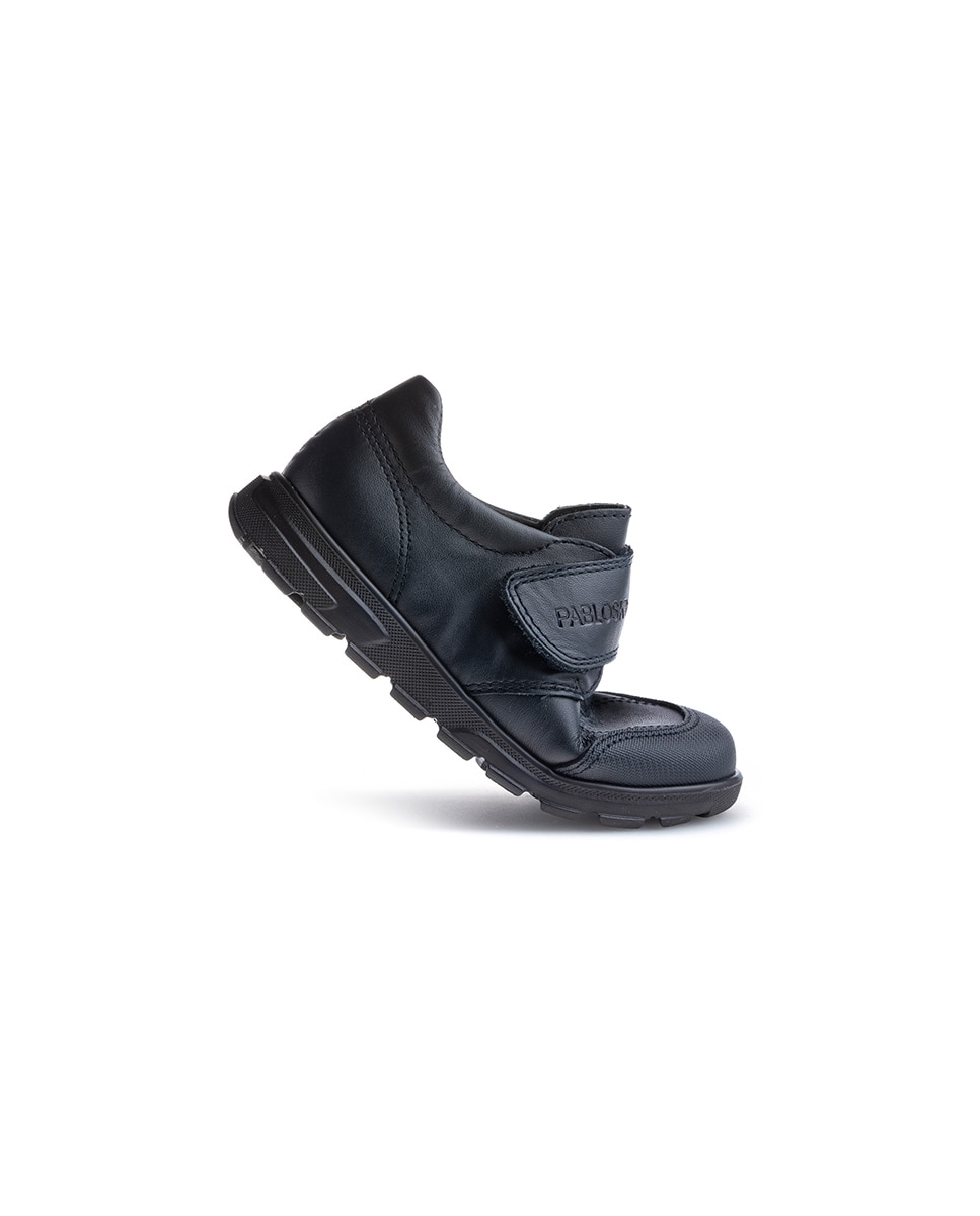 Mocassins Infantil de Pele com Velcro Azul-5