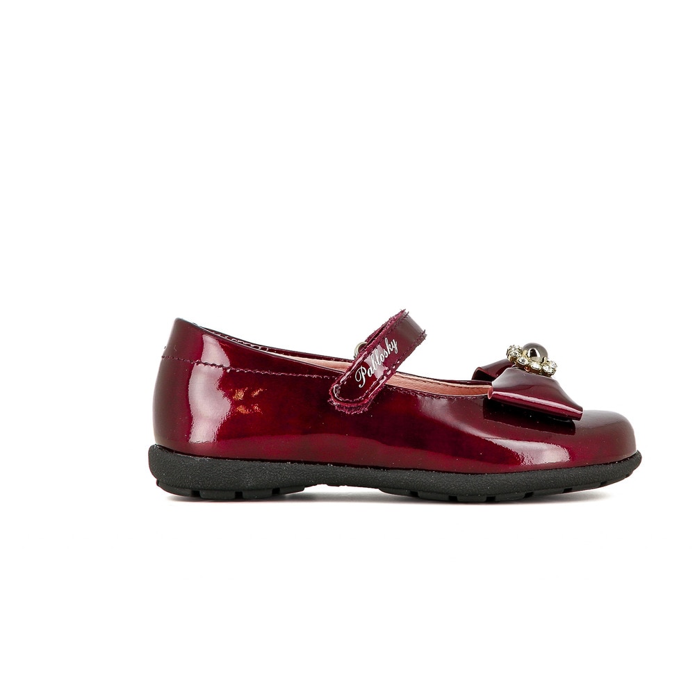 Sabrinas e Sapatos de Presilha de menina em cor vermelho de pele Pablosky Bordeaux-2
