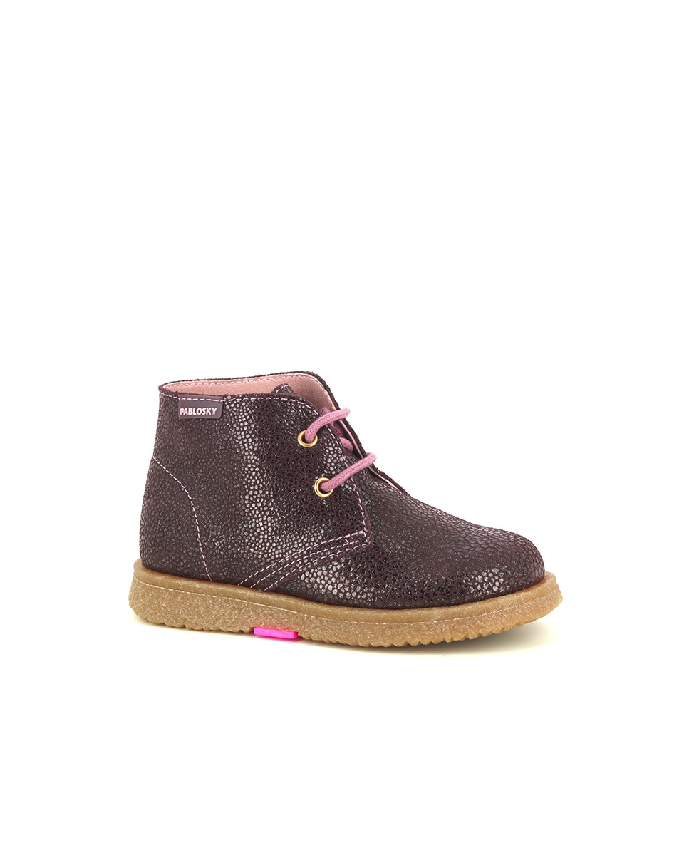 Botas Infantil de Pele em Roxo Roxo-1