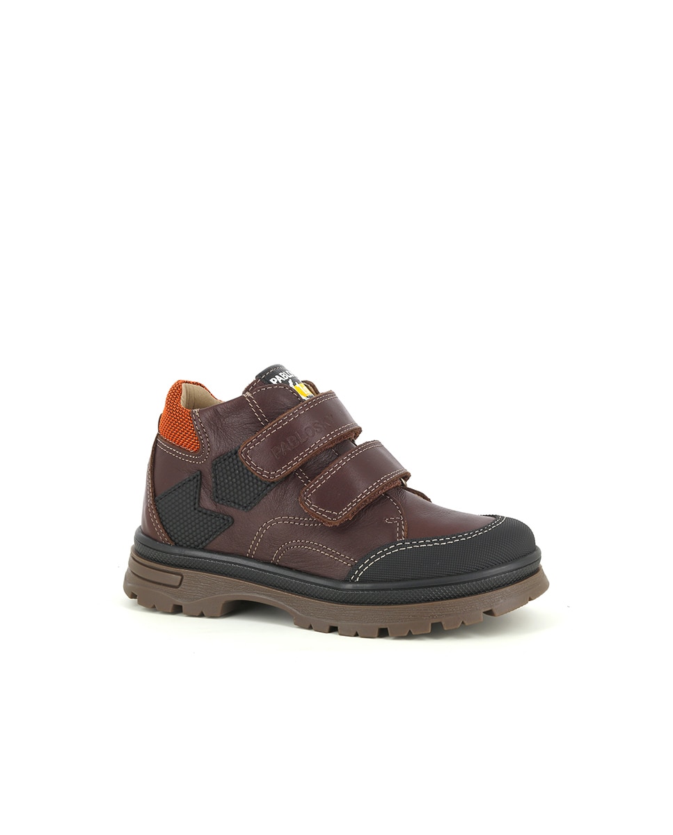 Botas Infantil de Pele com Velcro Pablosky Castanho-1