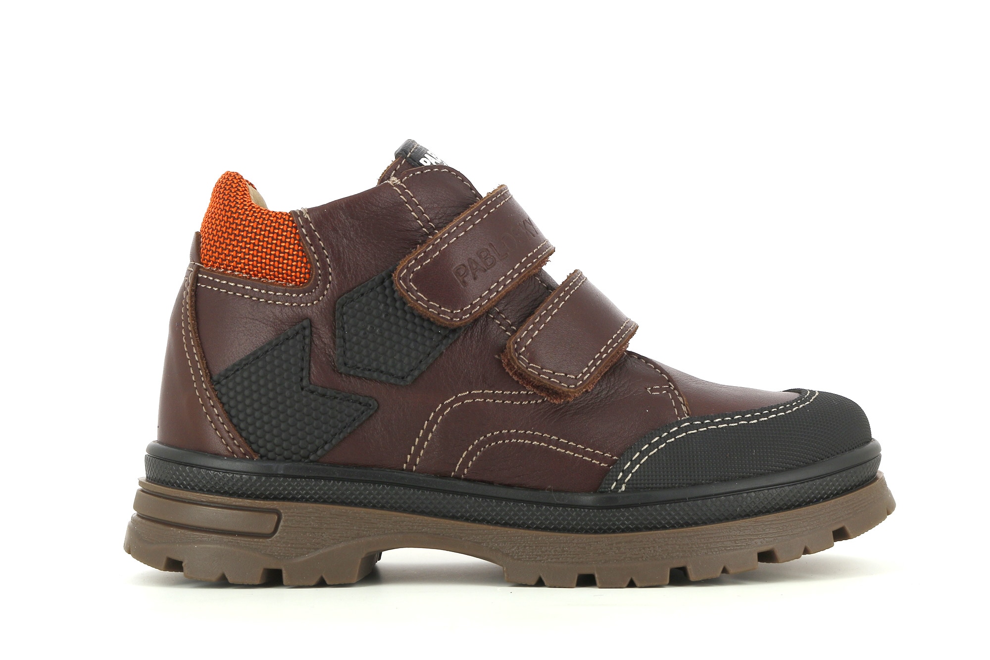 Botas Infantil de Pele com Velcro Pablosky Castanho-2