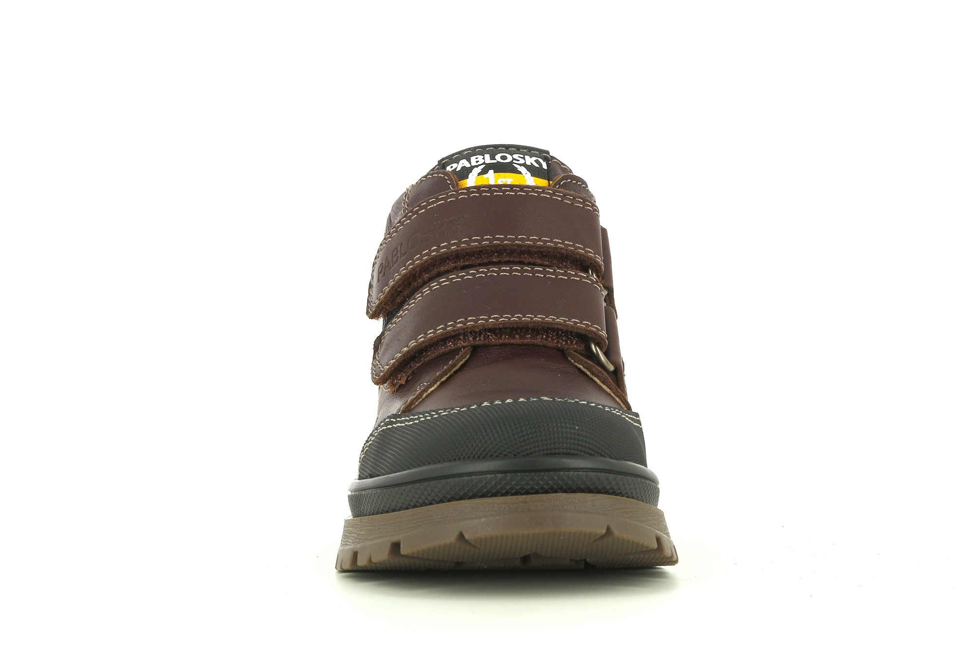 Botas Infantil de Pele com Velcro Pablosky Castanho-5