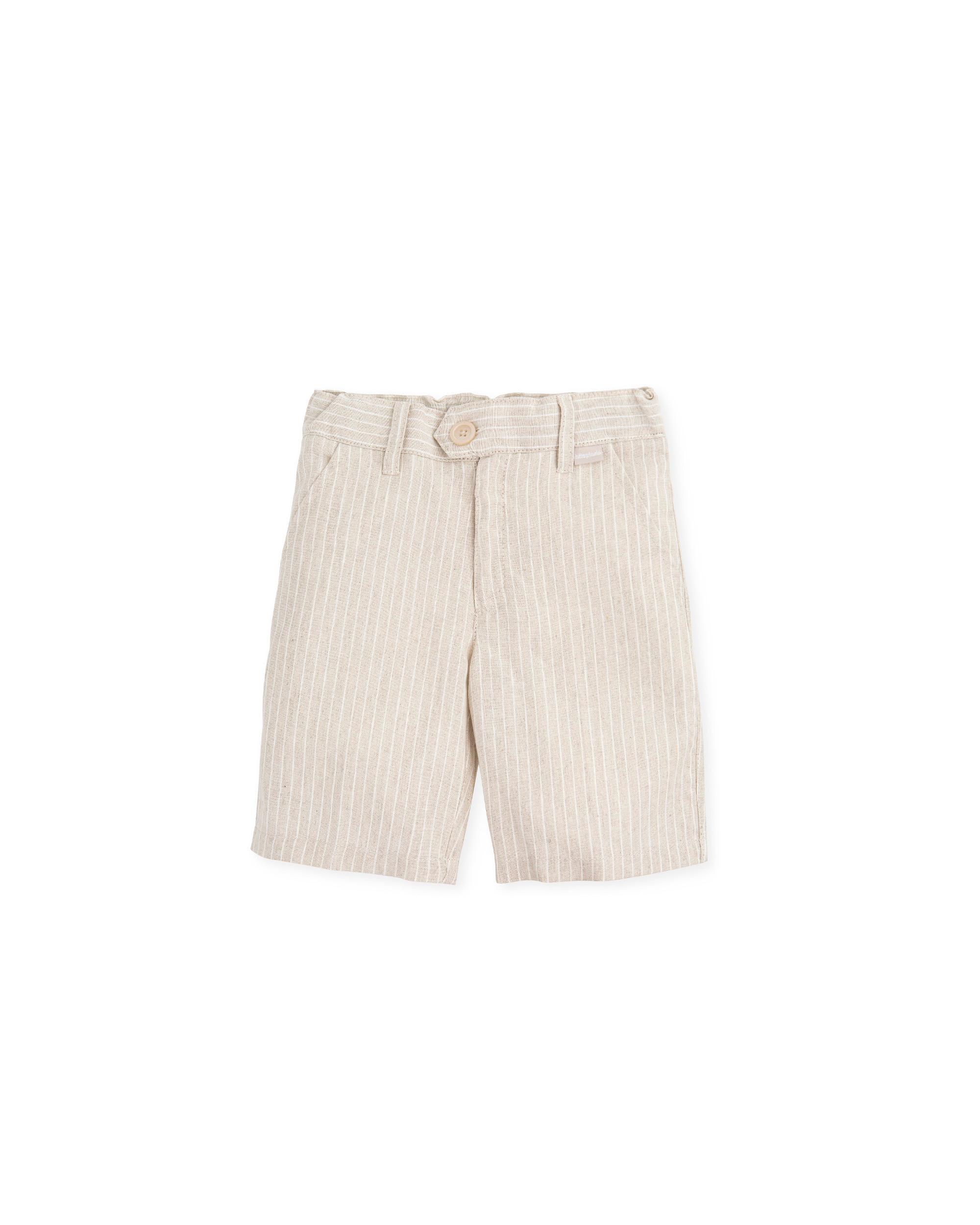 Imagem 0 de Bermudas de Linho em Tom Areia com Cintura Ajustável