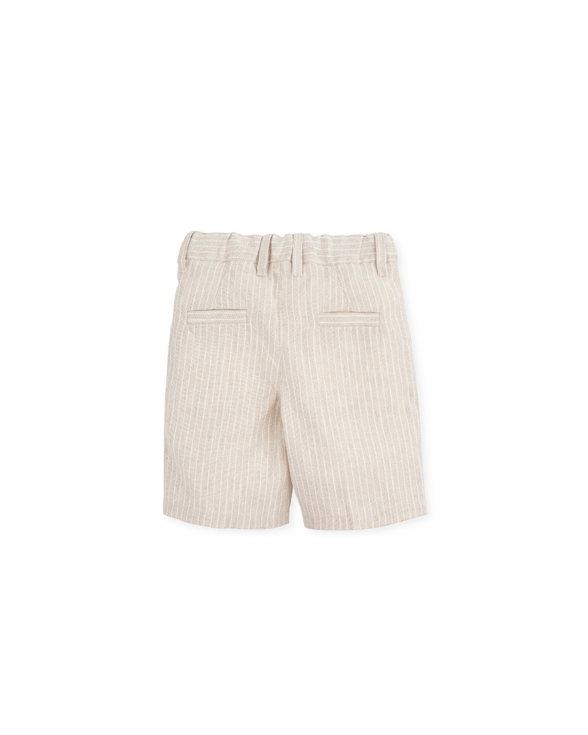 Bermudas de Linho em Tom Areia com Cintura Ajustável Castanho-2