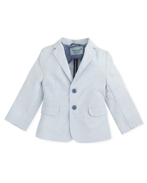 Blazer de Tecido Piqué em Azul Cerâmico