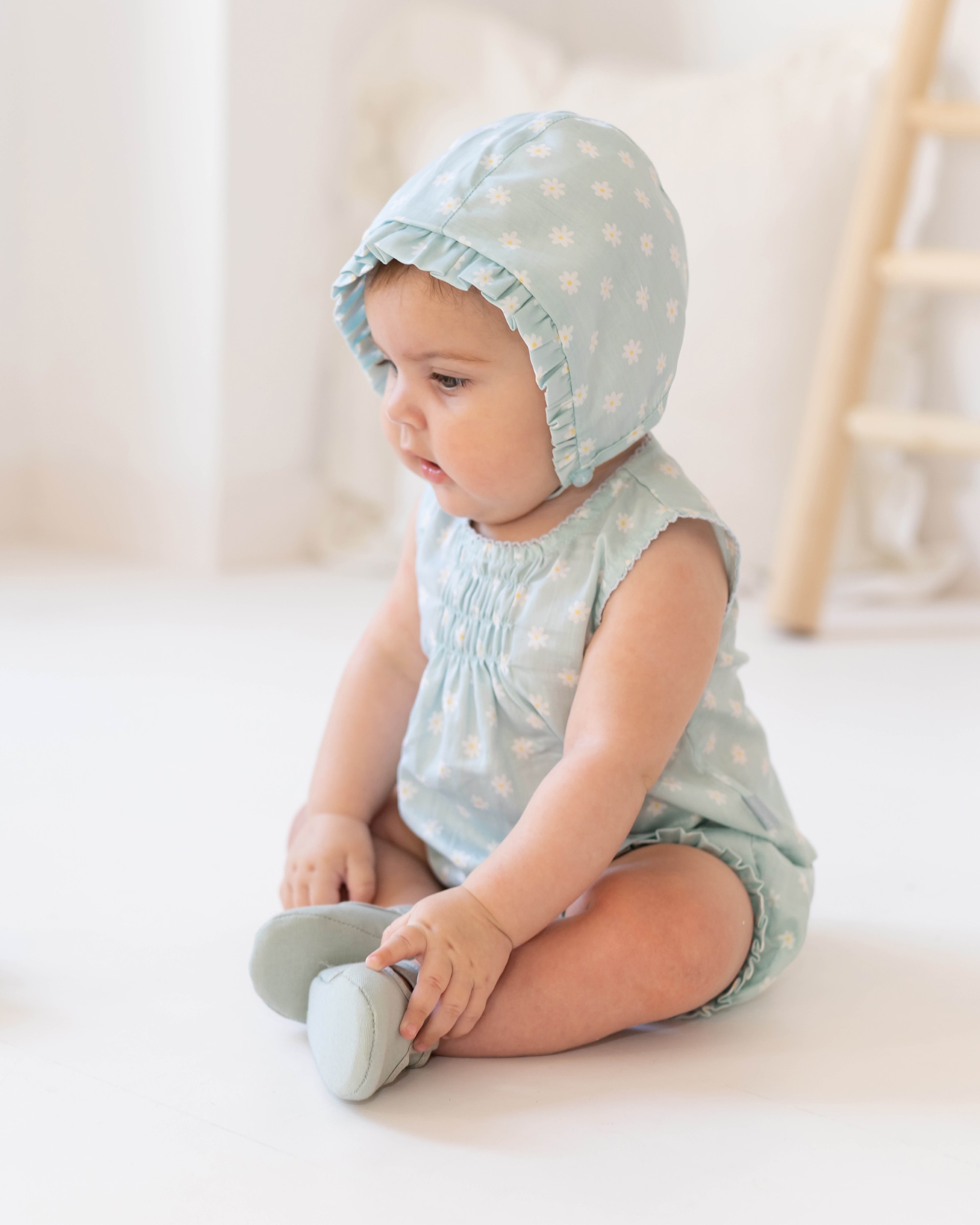 Blusa de Bebé com Estampado de Margaridas Tutto Piccolo Azul-claro-3