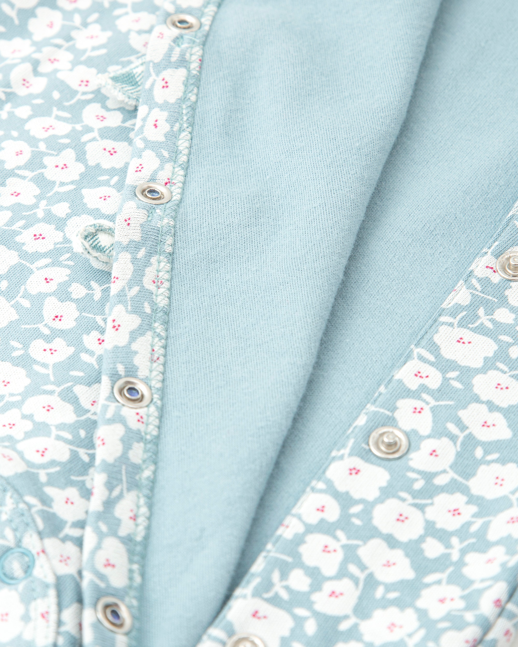 Babygrow para Bebé Comprido com Pé em Verde com Estampado de Flores Verde-3