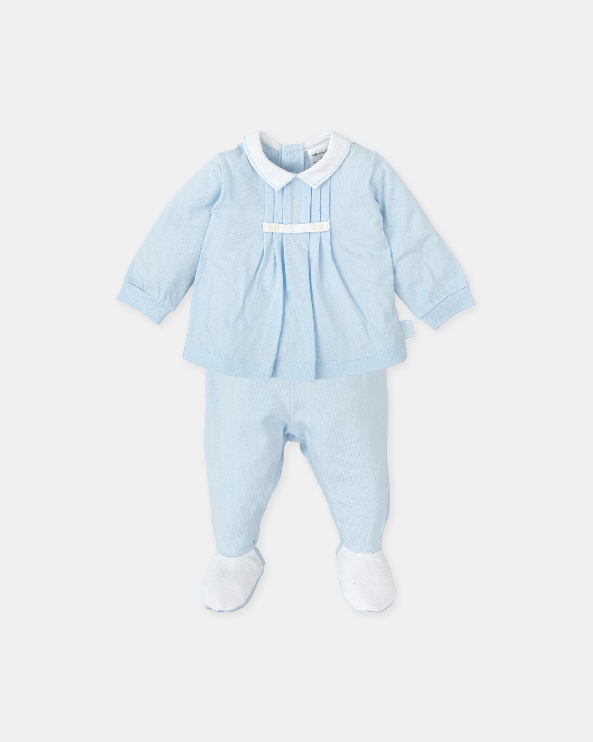 Conjunto para Bebé 2 Peças em Azul Céu com Pregas Azul-celeste-1