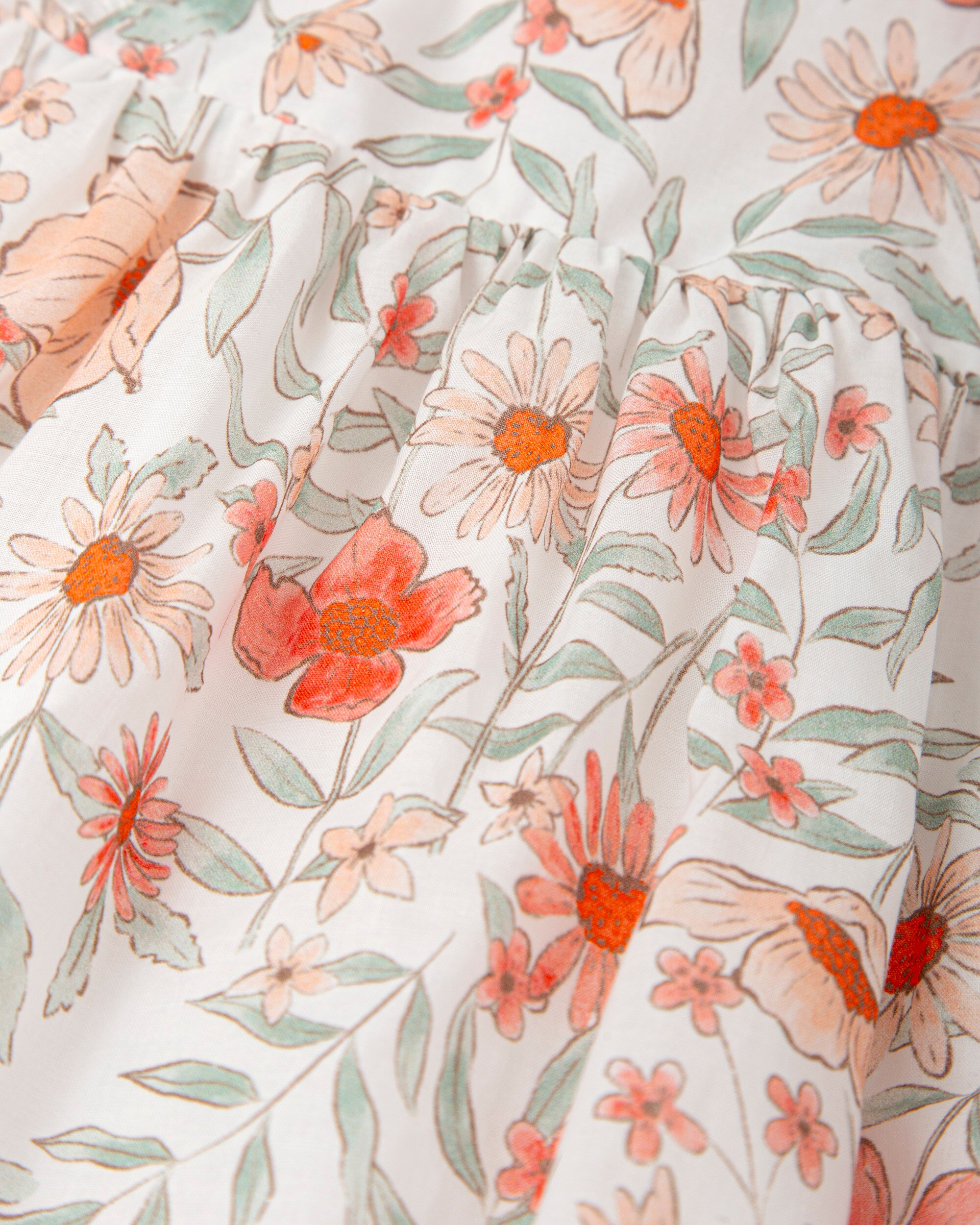 Vestido Infantil de Voile com Folhos e Estampado Floral Tutto Piccolo Coral-3