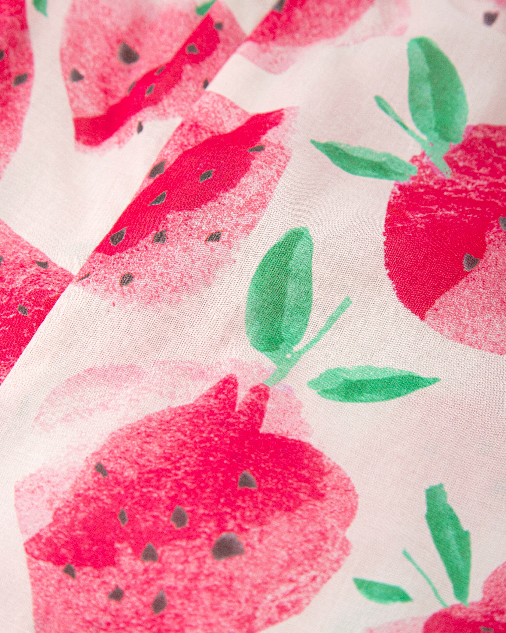 Macacão para Bebé Curto com Estampado de Morangos Branco / Fúcsia-3