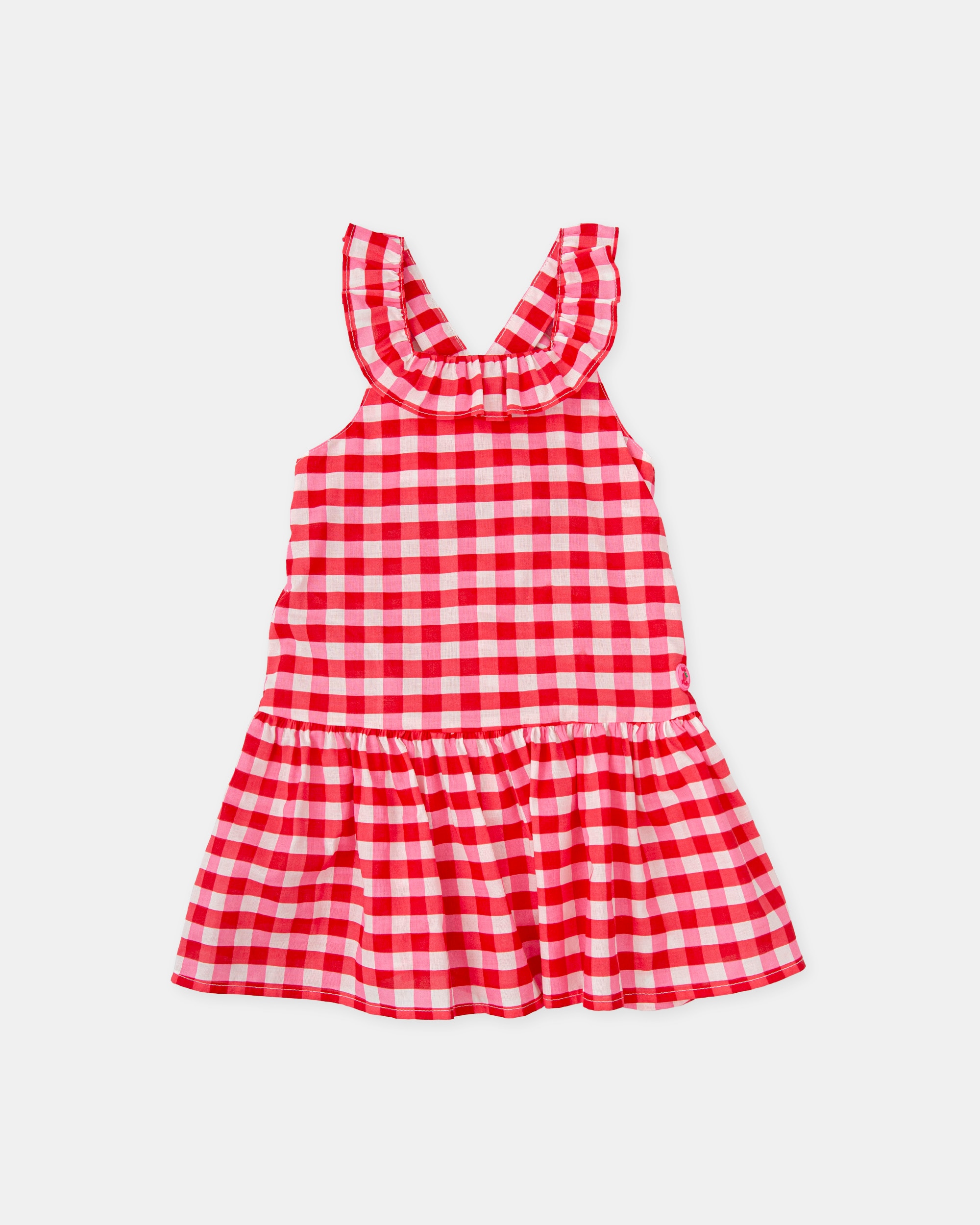 Vestido para Bebé Vichy em Vermelho com Alças Cruzadas Vermelho / Branco-1
