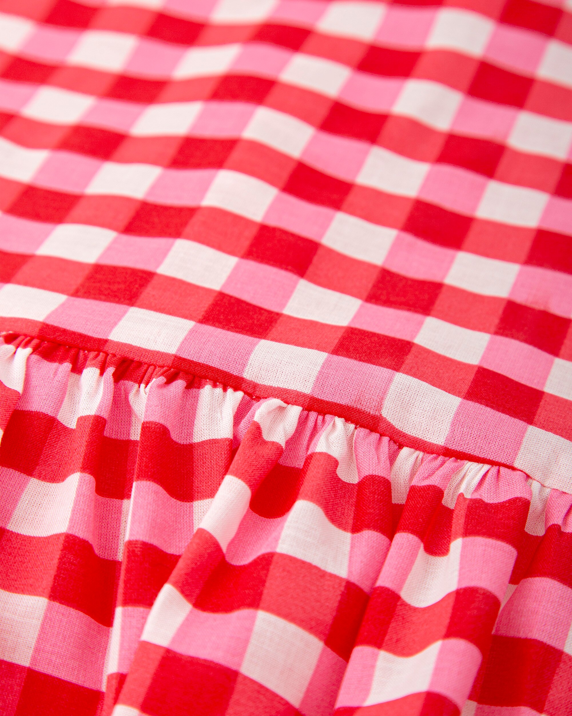 Vestido para Bebé Vichy em Vermelho com Alças Cruzadas Vermelho / Branco-3
