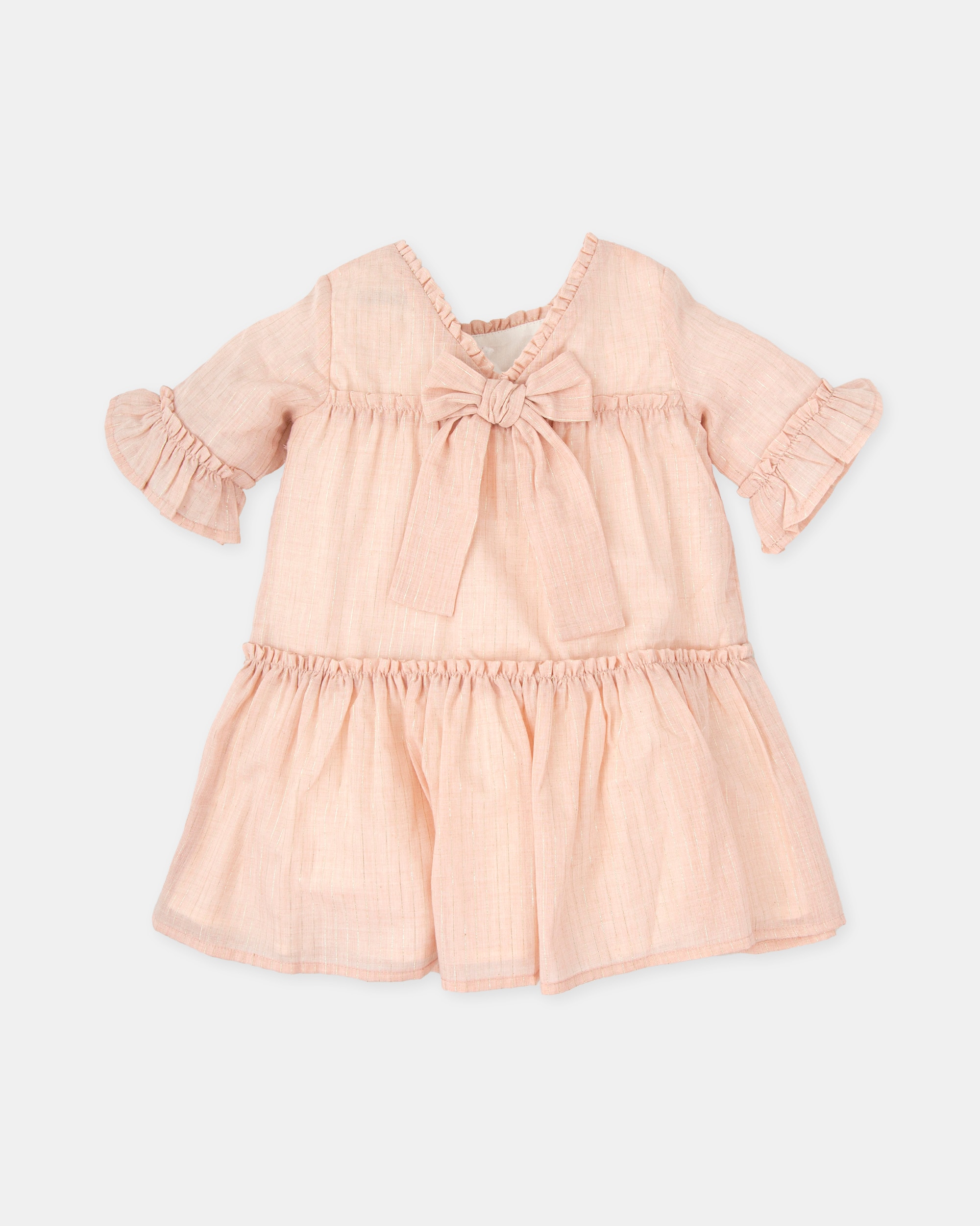 Vestido Infantil de Muselina com Aplique de Flor Rosa-pastel-2