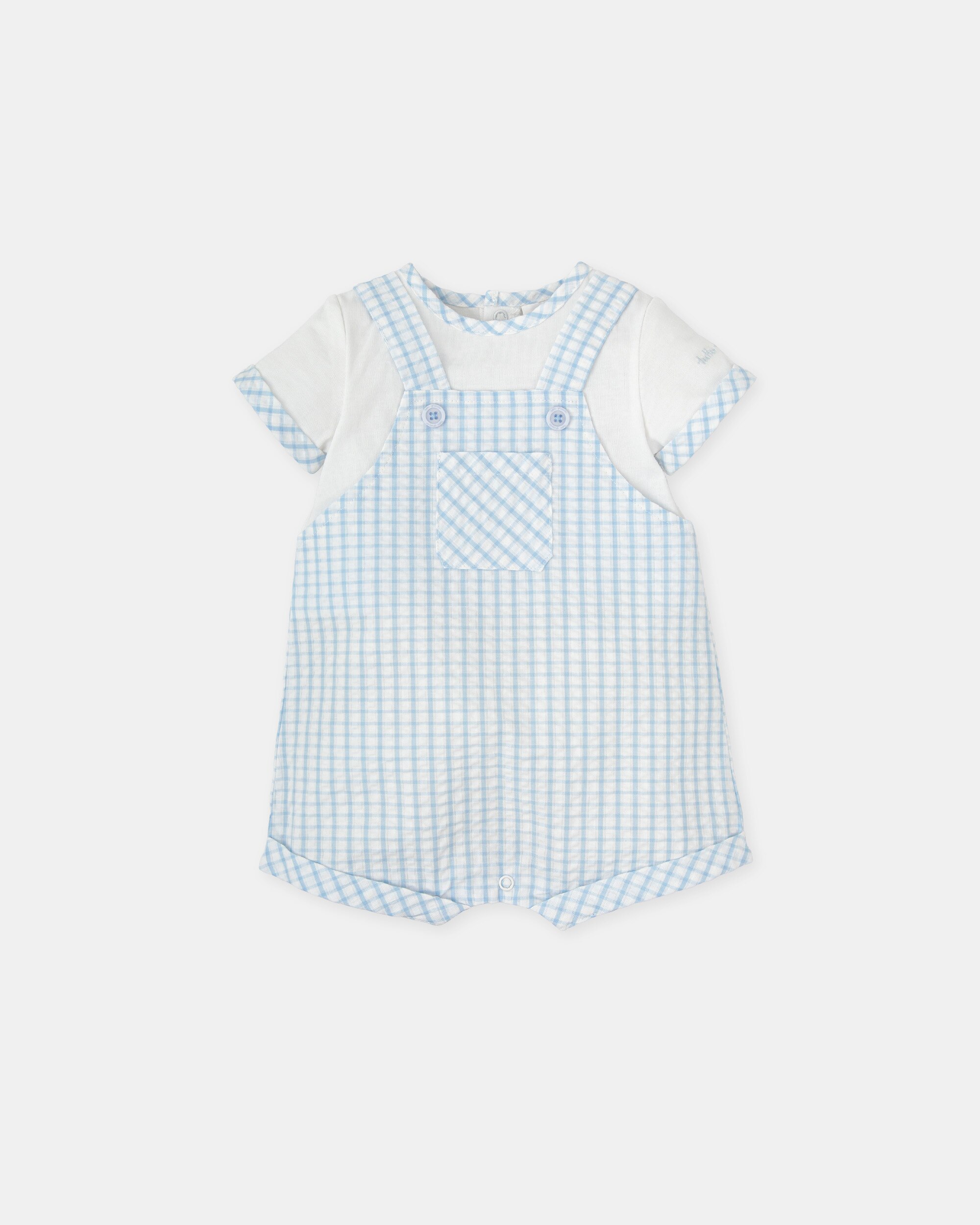 Babygrow Curto Efeito 2 em 1 Vichy Azul Céu Tutto Piccolo Azul-claro-1