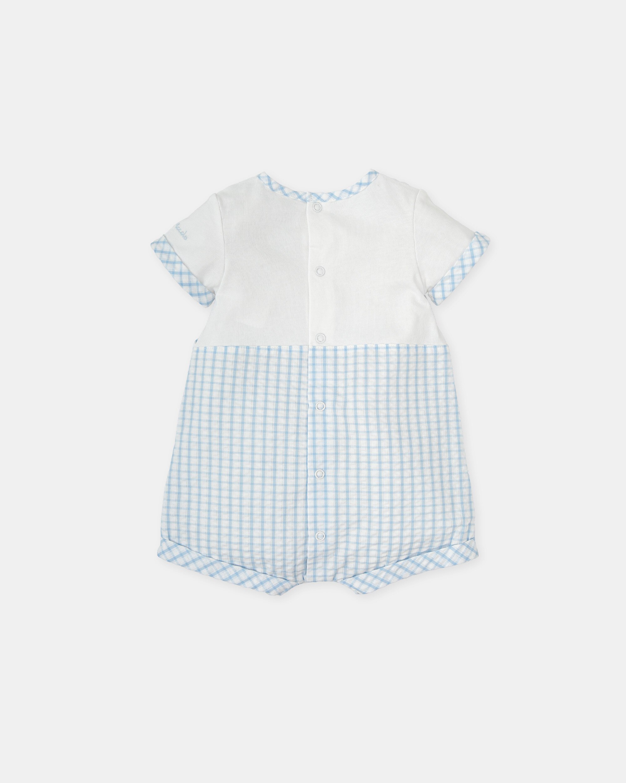 Babygrow Curto Efeito 2 em 1 Vichy Azul Céu Tutto Piccolo Azul-claro-2